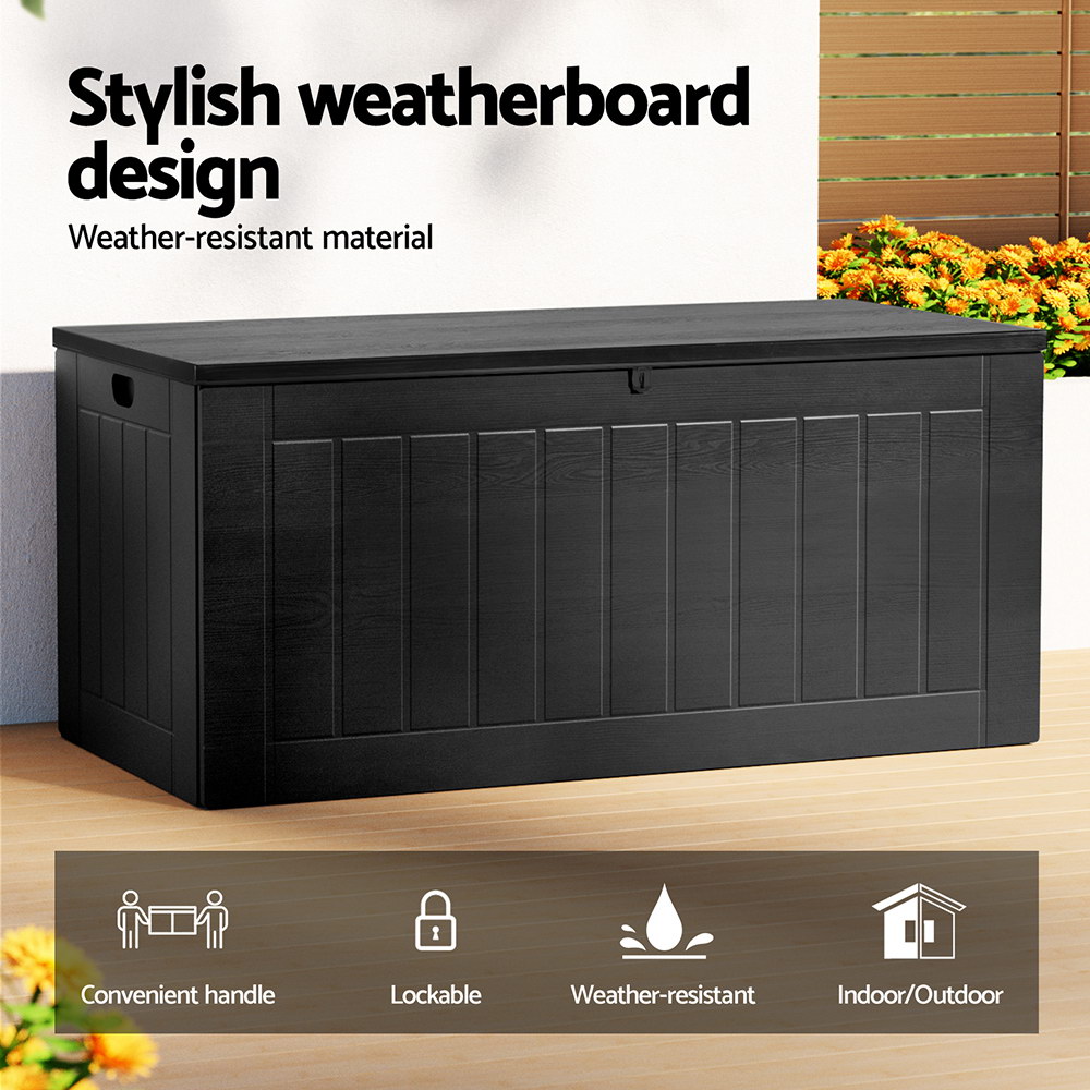 Gardeon 830L Outdoor Storage Box All Black view 4