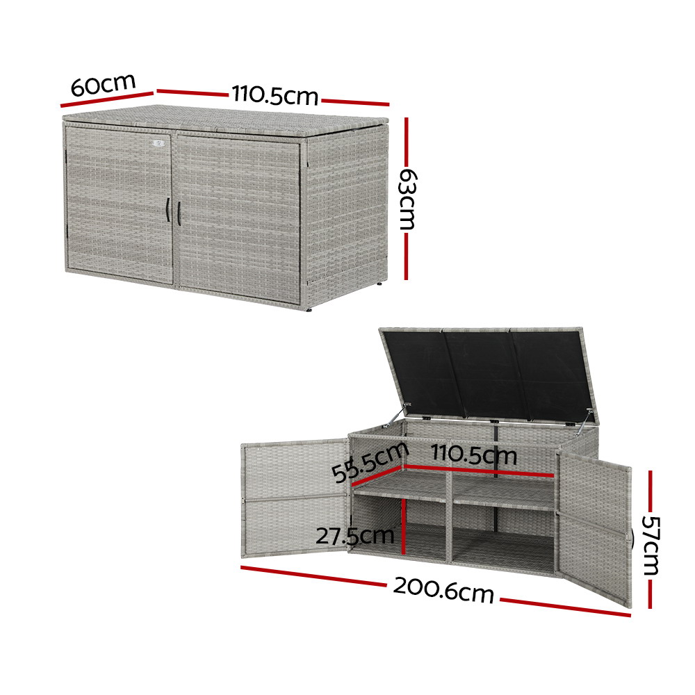 Gardeon 2-Tier Wicker Outdoor Storage Cabinet view 2