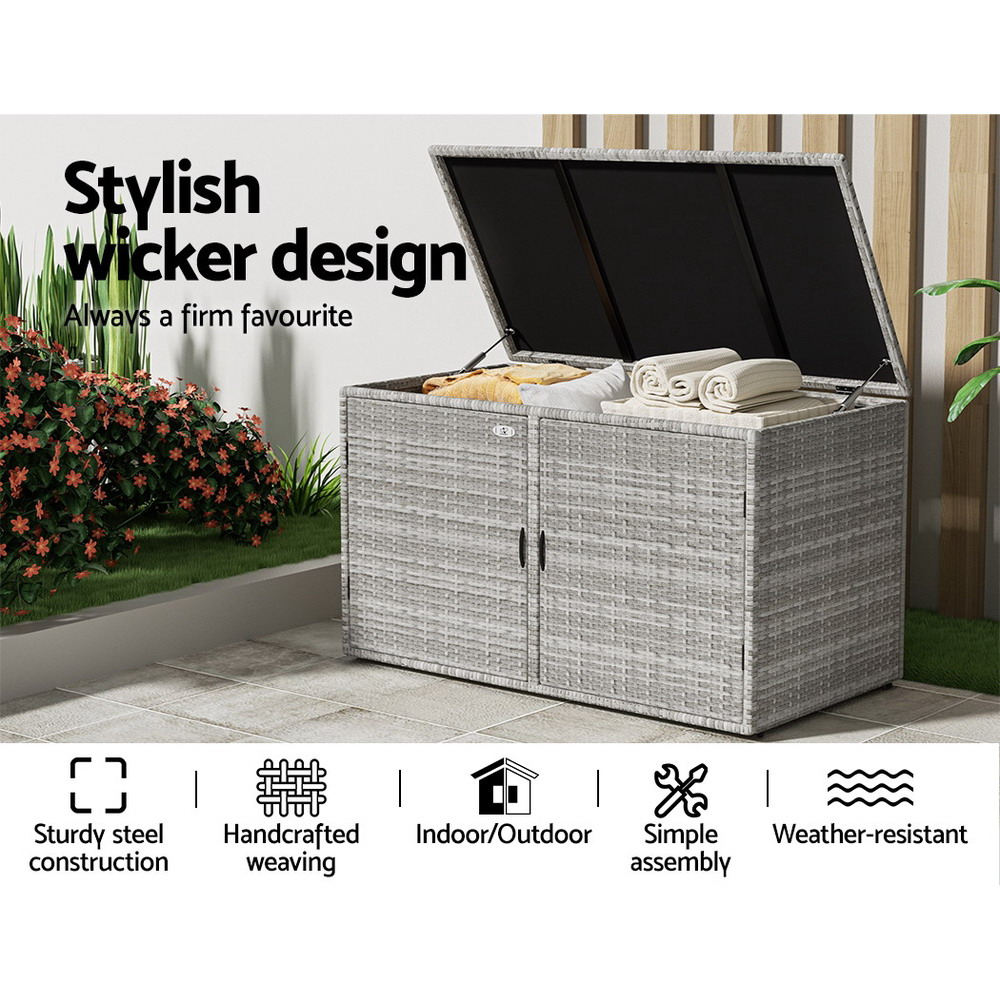 Gardeon 2-Tier Wicker Outdoor Storage Cabinet view 4