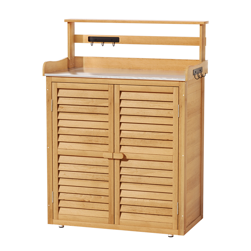 Gardeon Wooden Outdoor Storage Cabinet with Potting Bench view 3