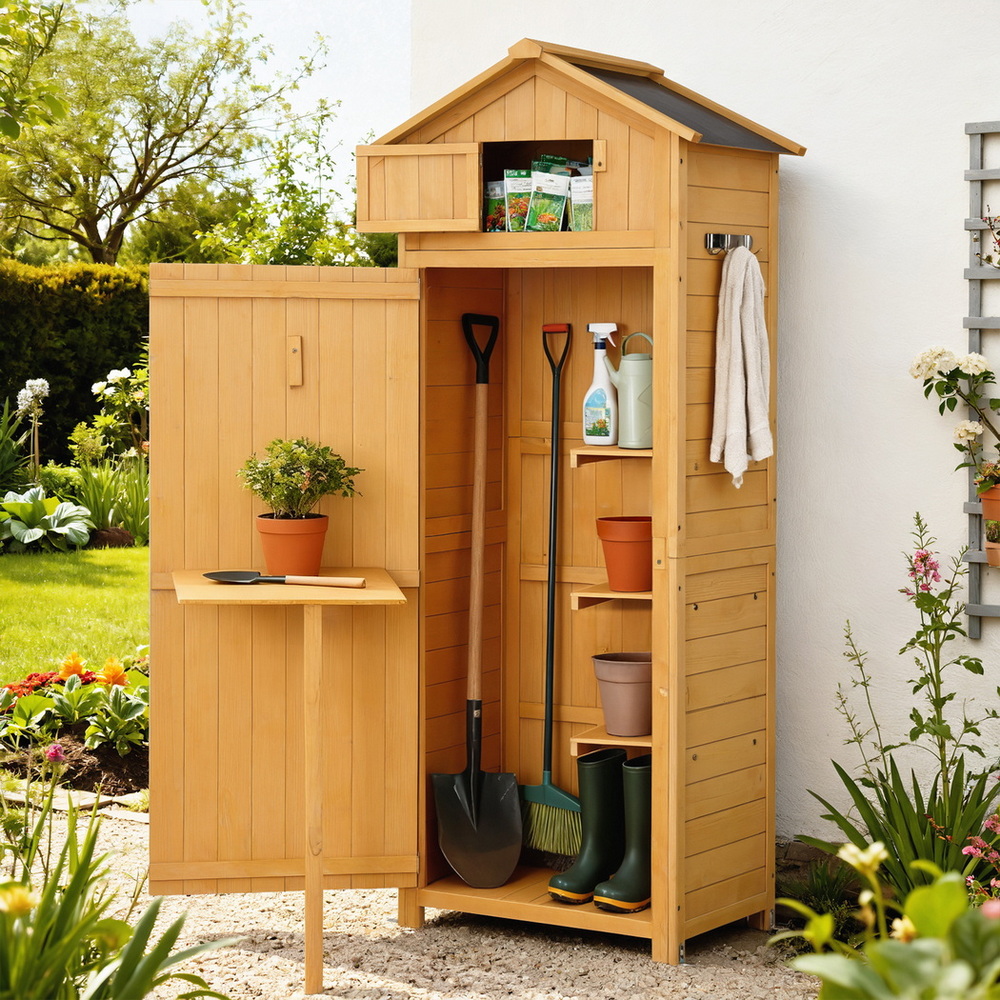 Gardeon Wooden Storage Cabinet with Folding Table