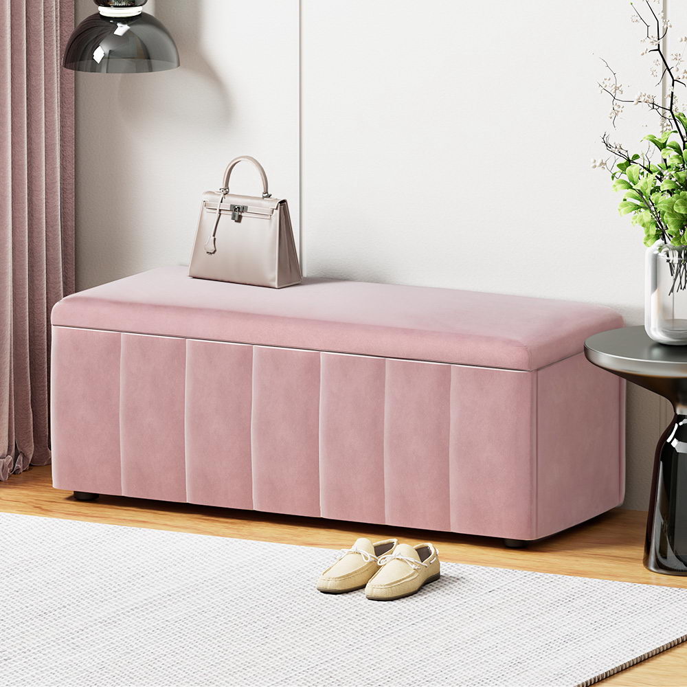 Artiss Velvet Storage Ottoman Blanket Box 103cm in 2 Colours