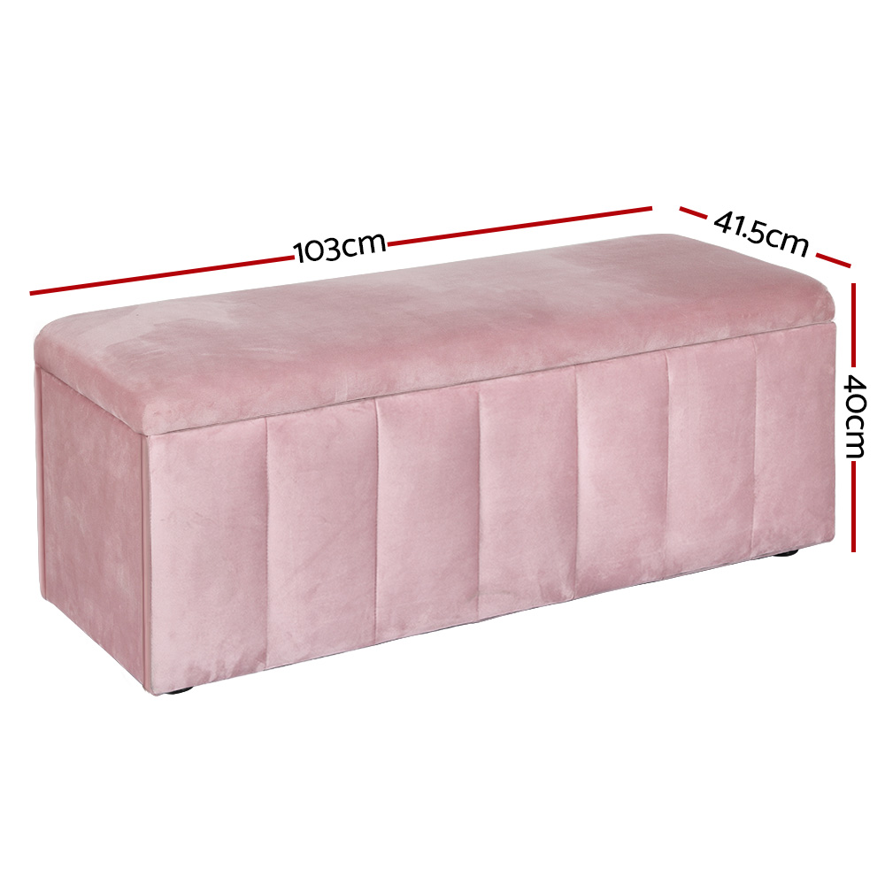 Artiss Velvet Storage Ottoman Blanket Box 103cm in 2 Colours view 2