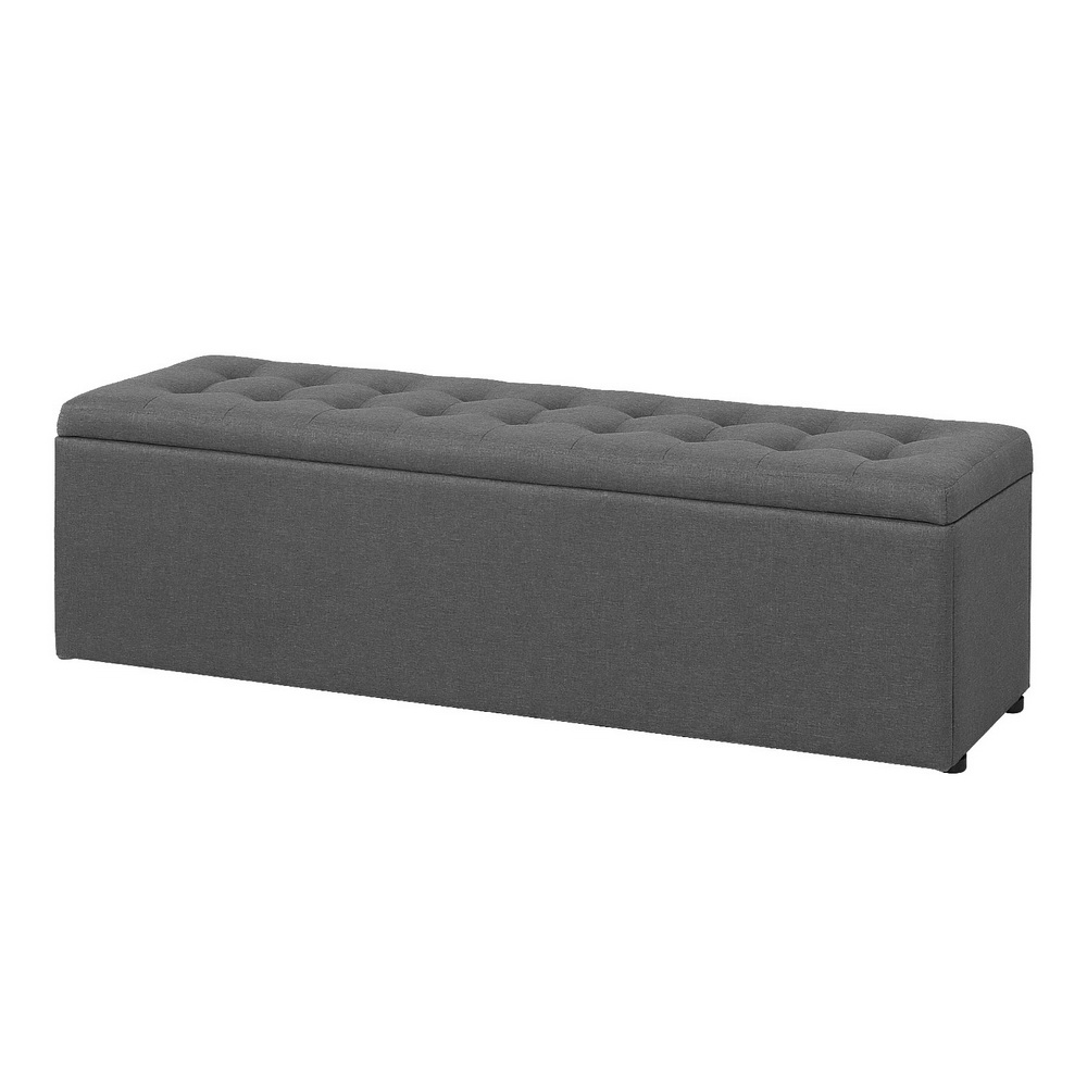 Artiss Linen Storage Ottoman Blanket Box 140cm Dark Grey view 2