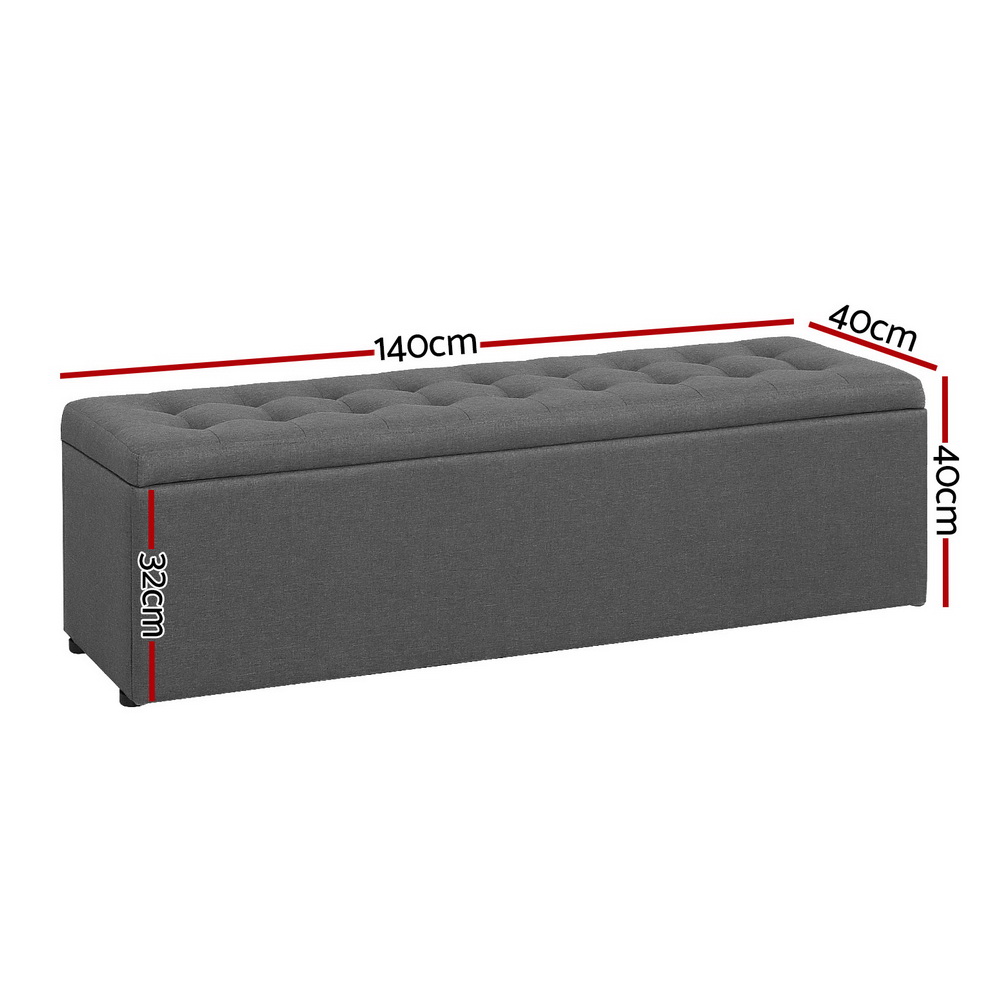 Artiss Linen Storage Ottoman Blanket Box 140cm Dark Grey view 3