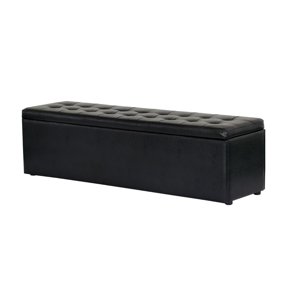 Artiss Leather Storage Ottoman Blanket Box 140cm Black