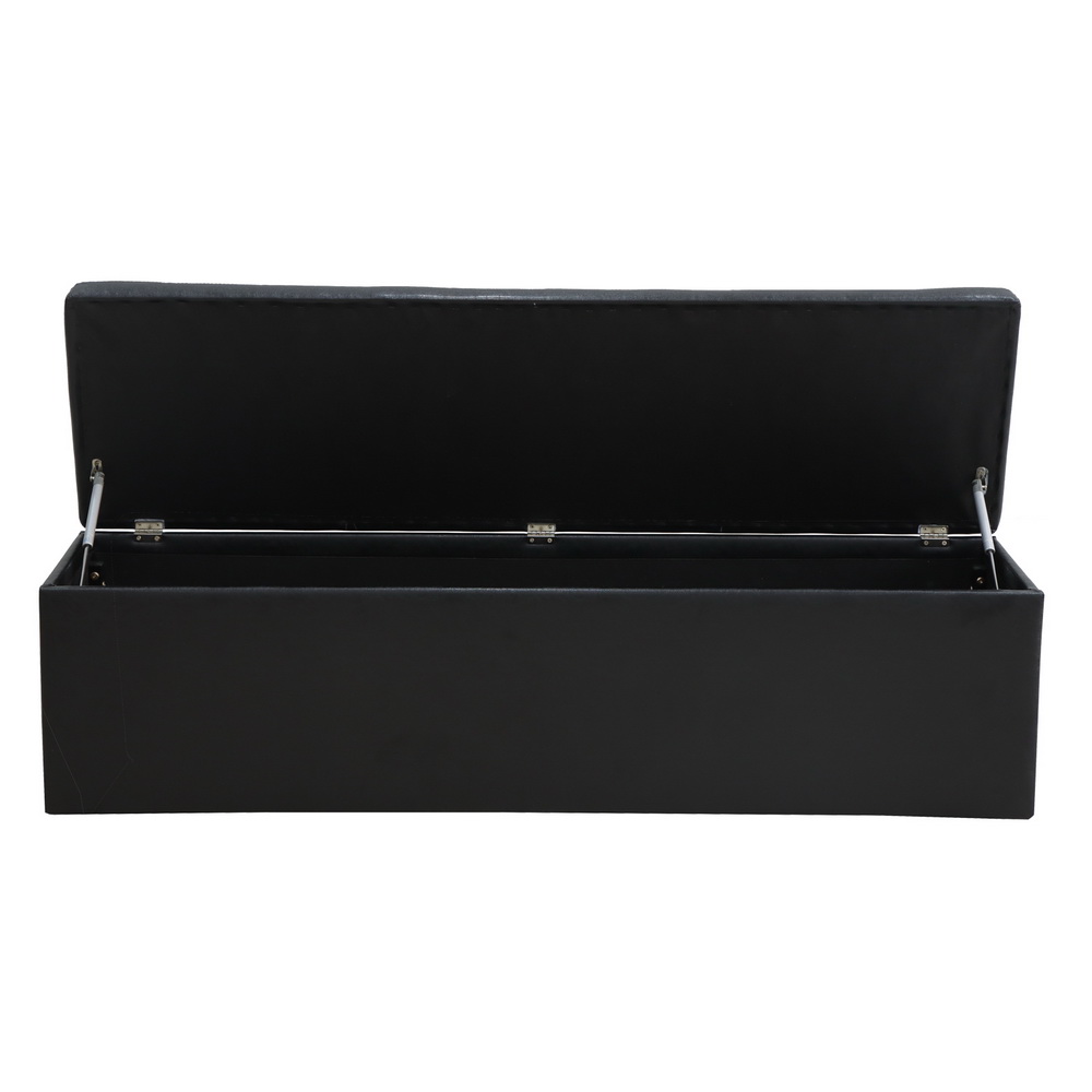 Artiss Leather Storage Ottoman Blanket Box 140cm Black view 3
