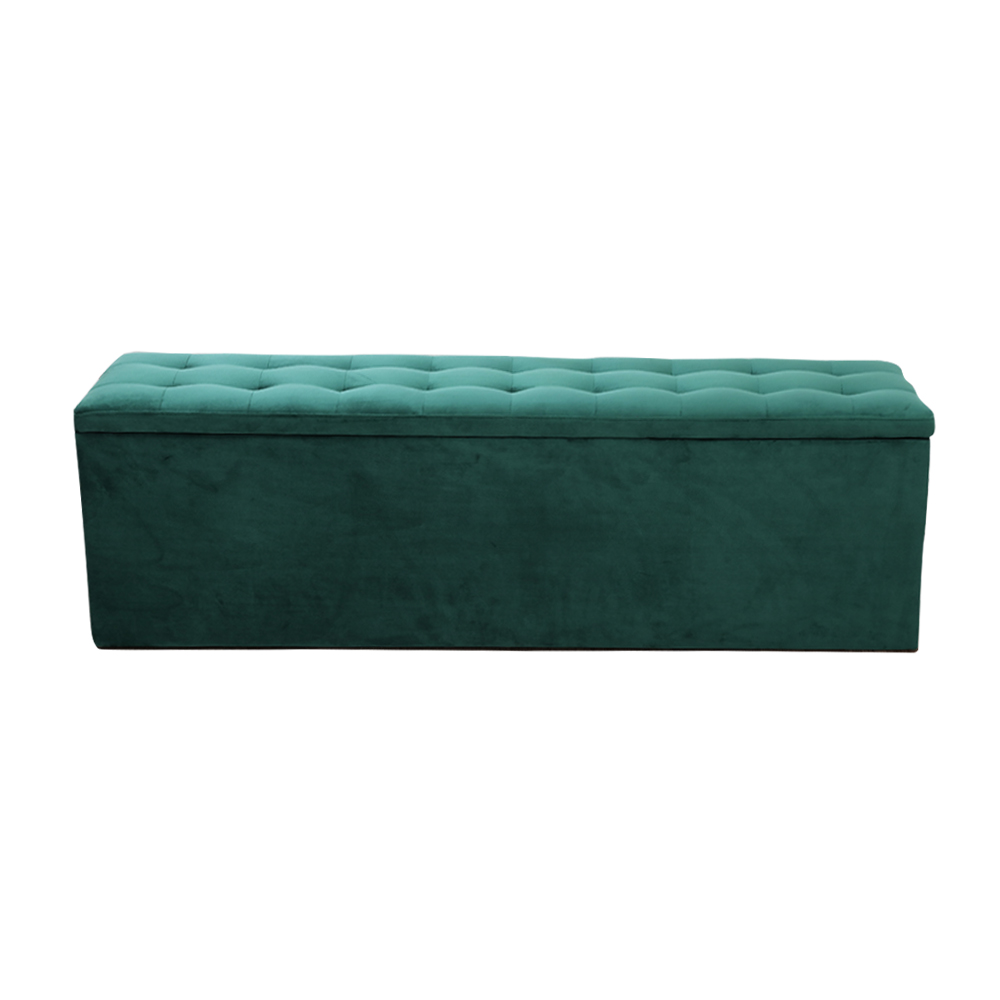 Artiss Tufted Velvet Storage Ottoman Blanket Box 140cm Green view 3