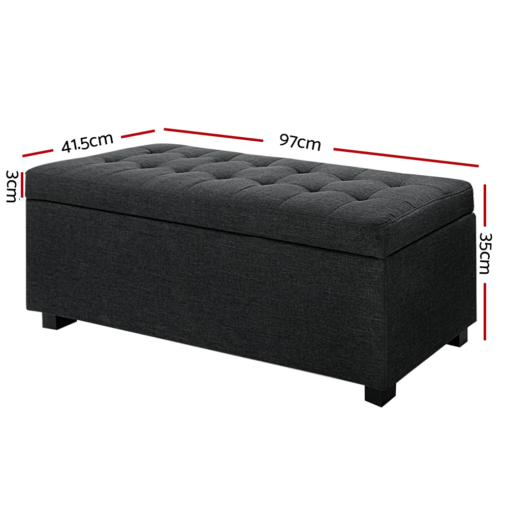 Artiss Linen Storage Ottoman Blanket Box 97cm in 5 Colours view 2