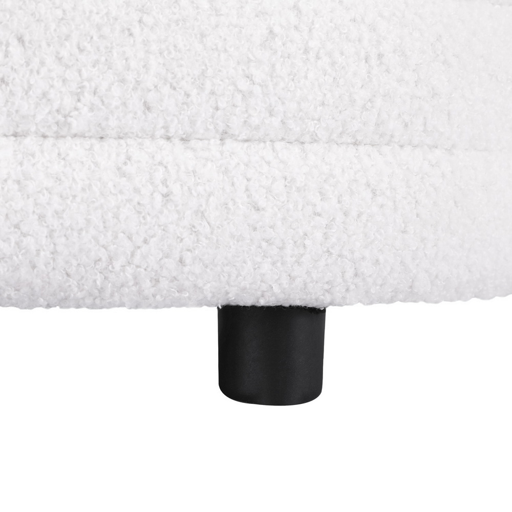 Artiss Boucle Oval Storage Ottoman Blanket Box 87cm White view 4