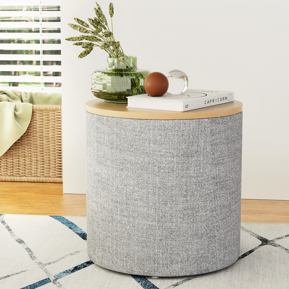 Artiss Round Linen Storage Ottoman Blanket Box in Multiple Sizes