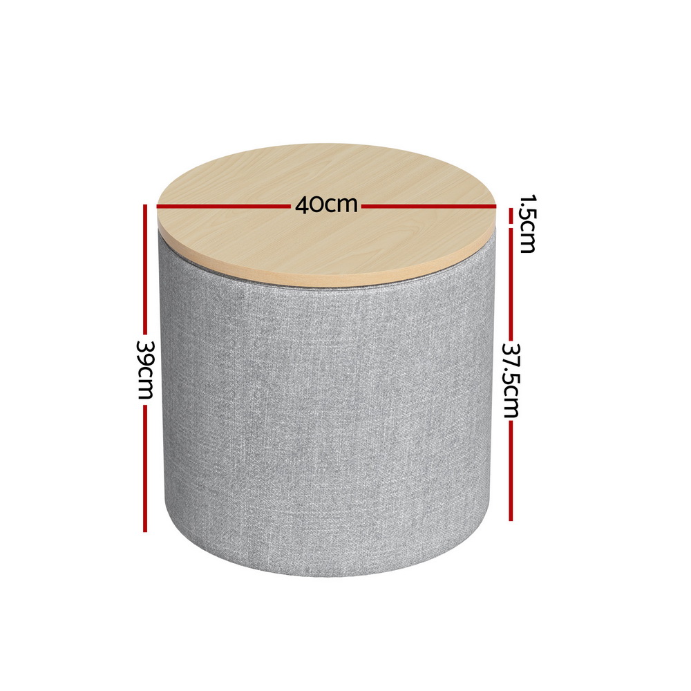 Artiss Round Linen Storage Ottoman Blanket Box in Multiple Sizes view 2