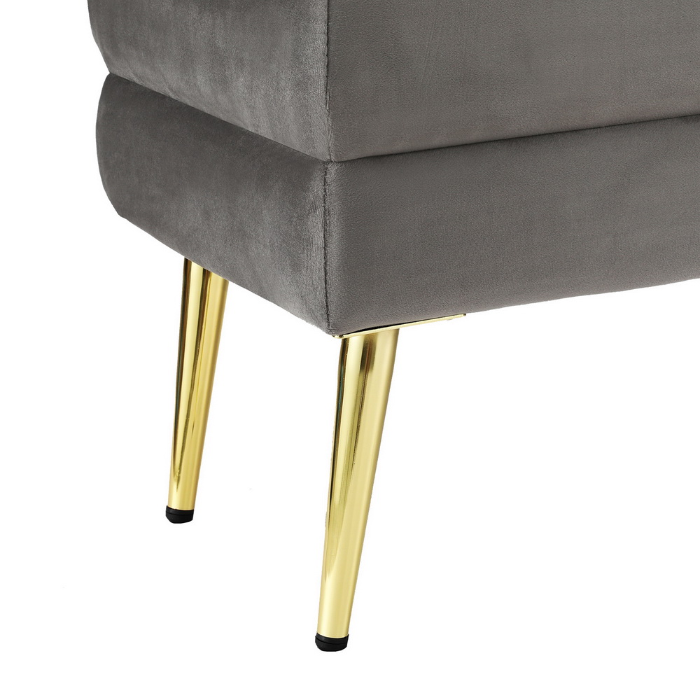 Artiss Ottoman Storage Foot Stool Velvet Grey view 4
