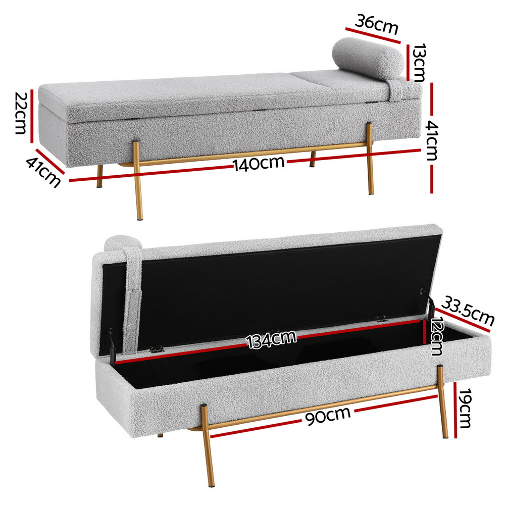 Artiss 140cm Storage Ottoman with Pillow in 2 Colours view 2