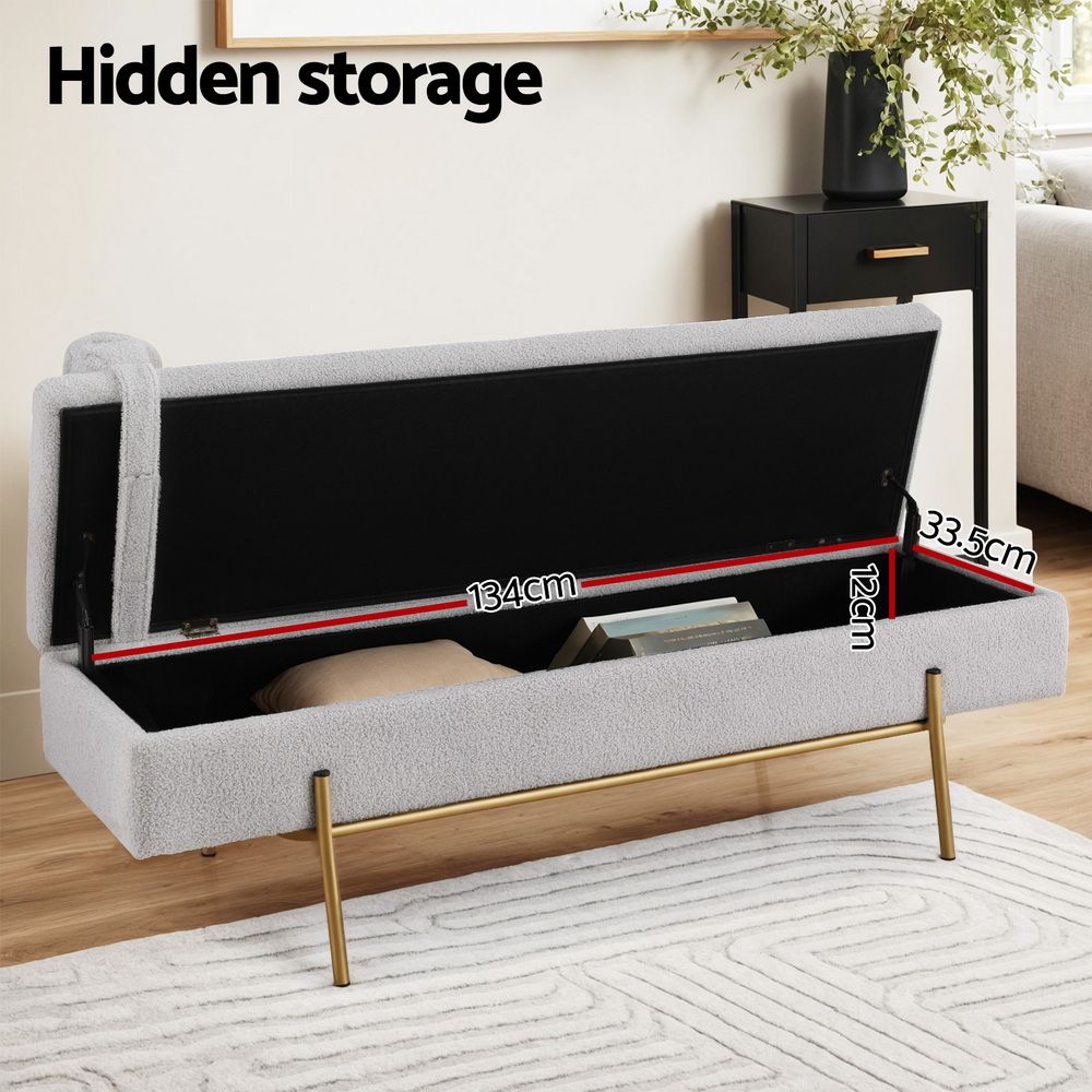 Artiss 140cm Storage Ottoman with Pillow in 2 Colours view 5