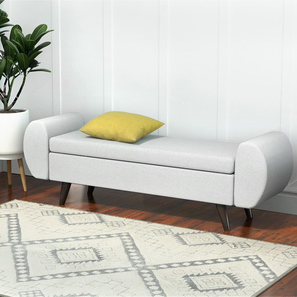 Artiss Storage Ottoman Blanket Box with Armrest 140cm Grey