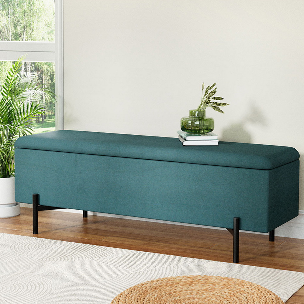 Artiss Sturdy Velvet Storage Ottoman Blanket Box 140cm Green