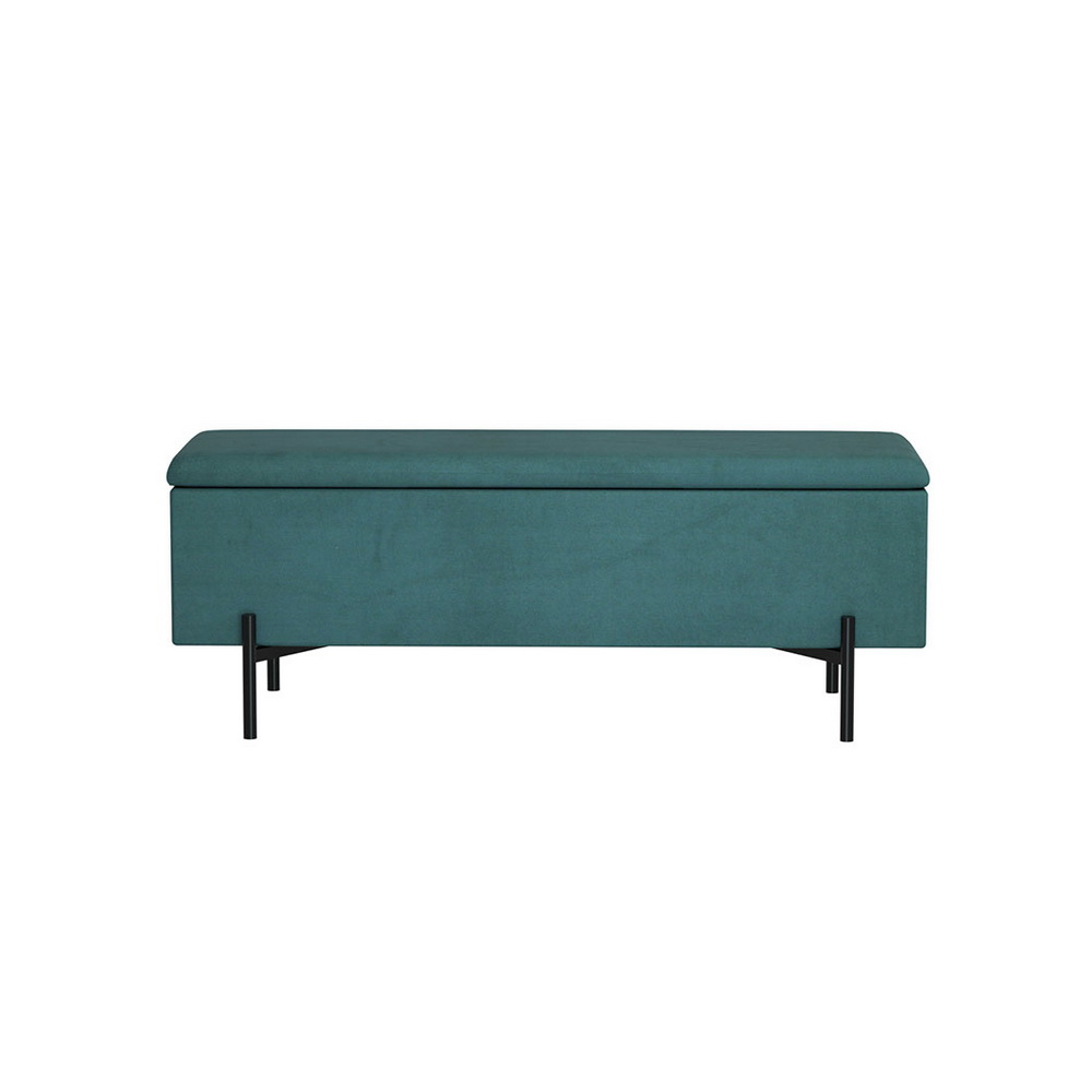 Artiss Sturdy Velvet Storage Ottoman Blanket Box 140cm Green view 3
