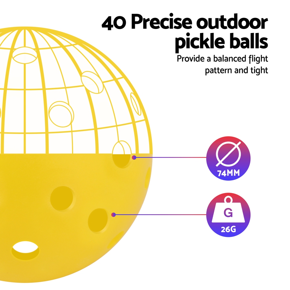 Everfit 12PC Pickleballs Set 40-Hole Indoor Outdoor view 5