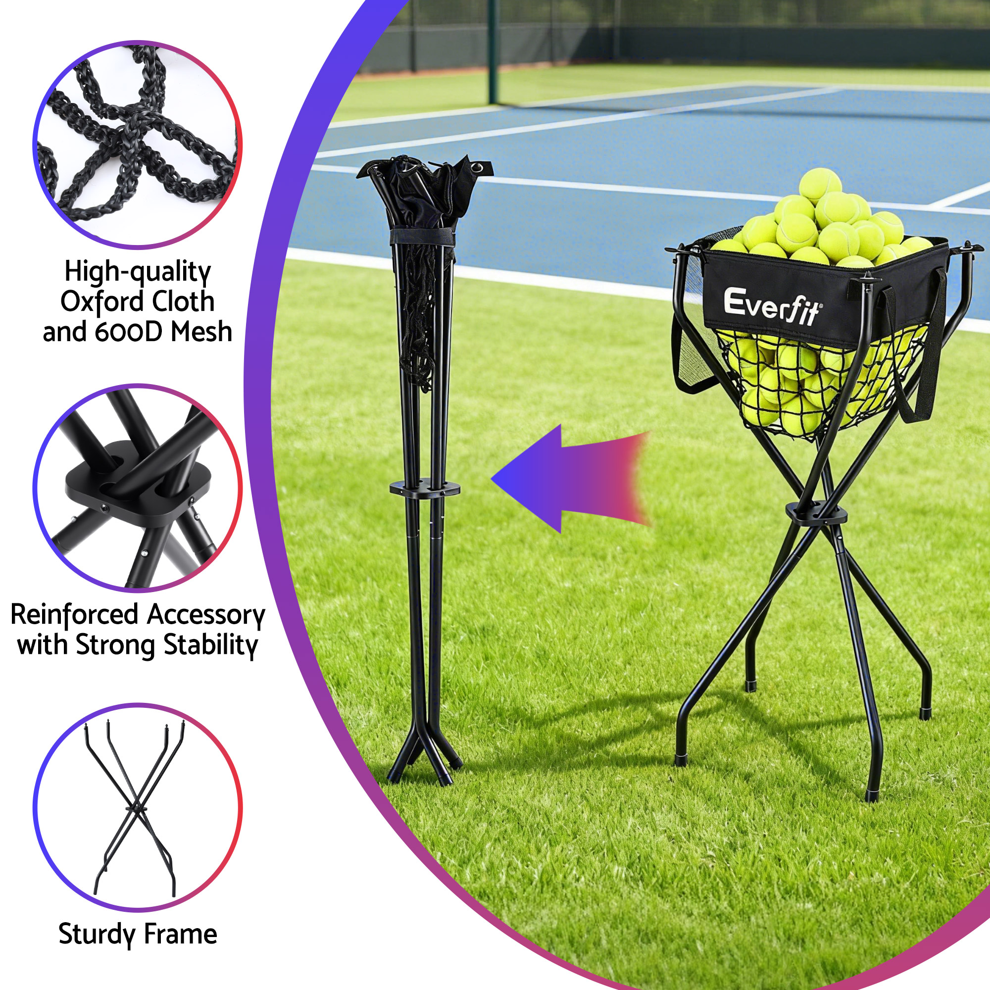 Everfit Portable Ball Cart, Foldable Multi-Sport Caddy view 4