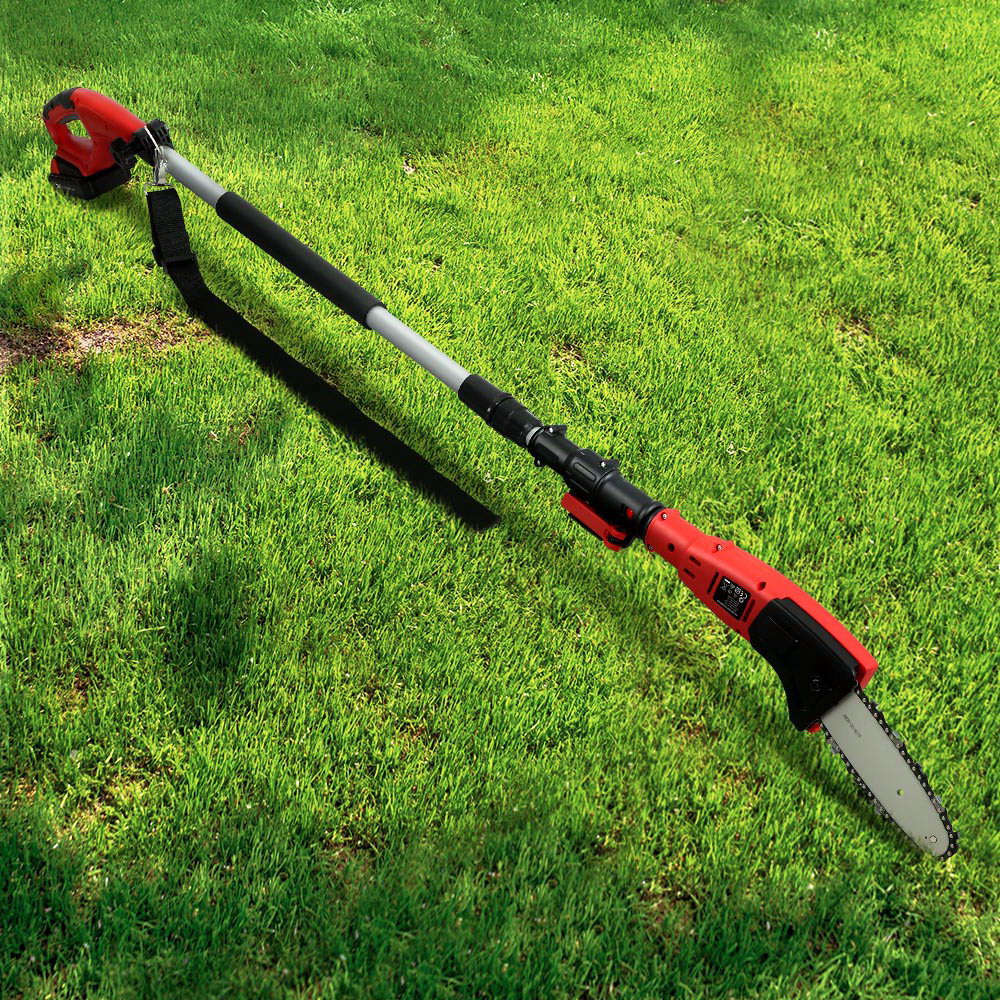 Giantz Cordless Pole Chain Saw 20V 8 Inch Pruner, Red