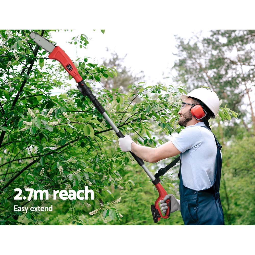 Giantz Cordless Pole Chain Saw 20V 8 Inch Pruner, Red view 4