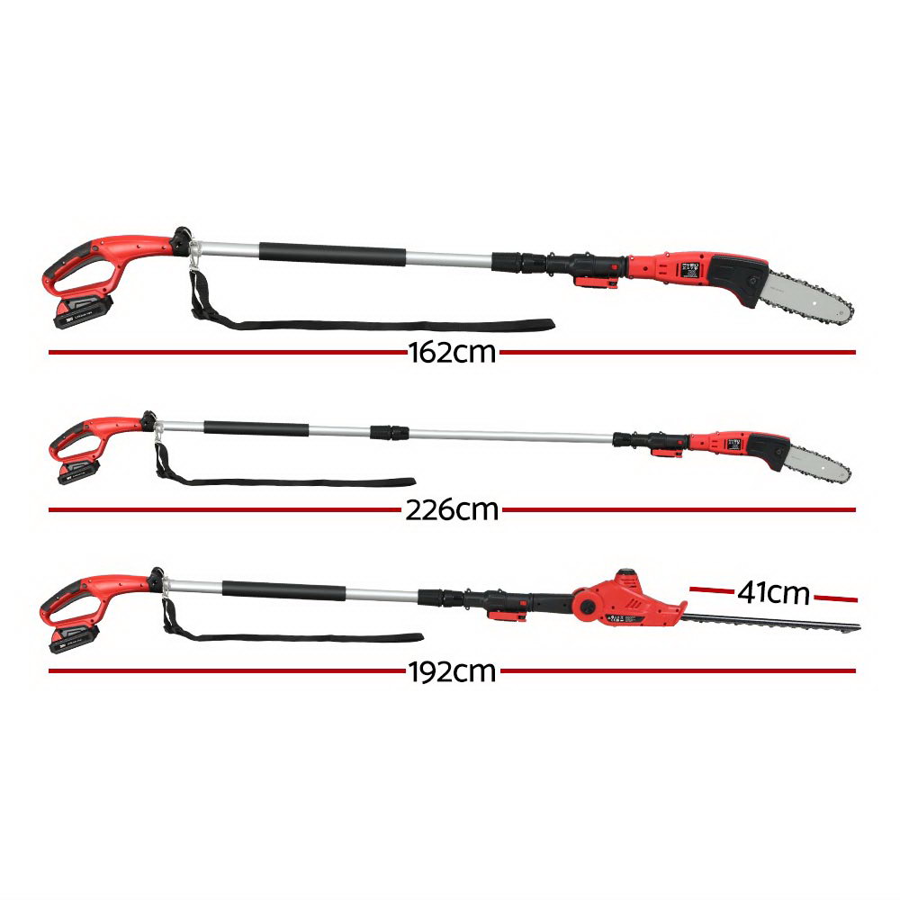Giantz 20V Pole Chain Saw and Trimmer Combo, Red view 2