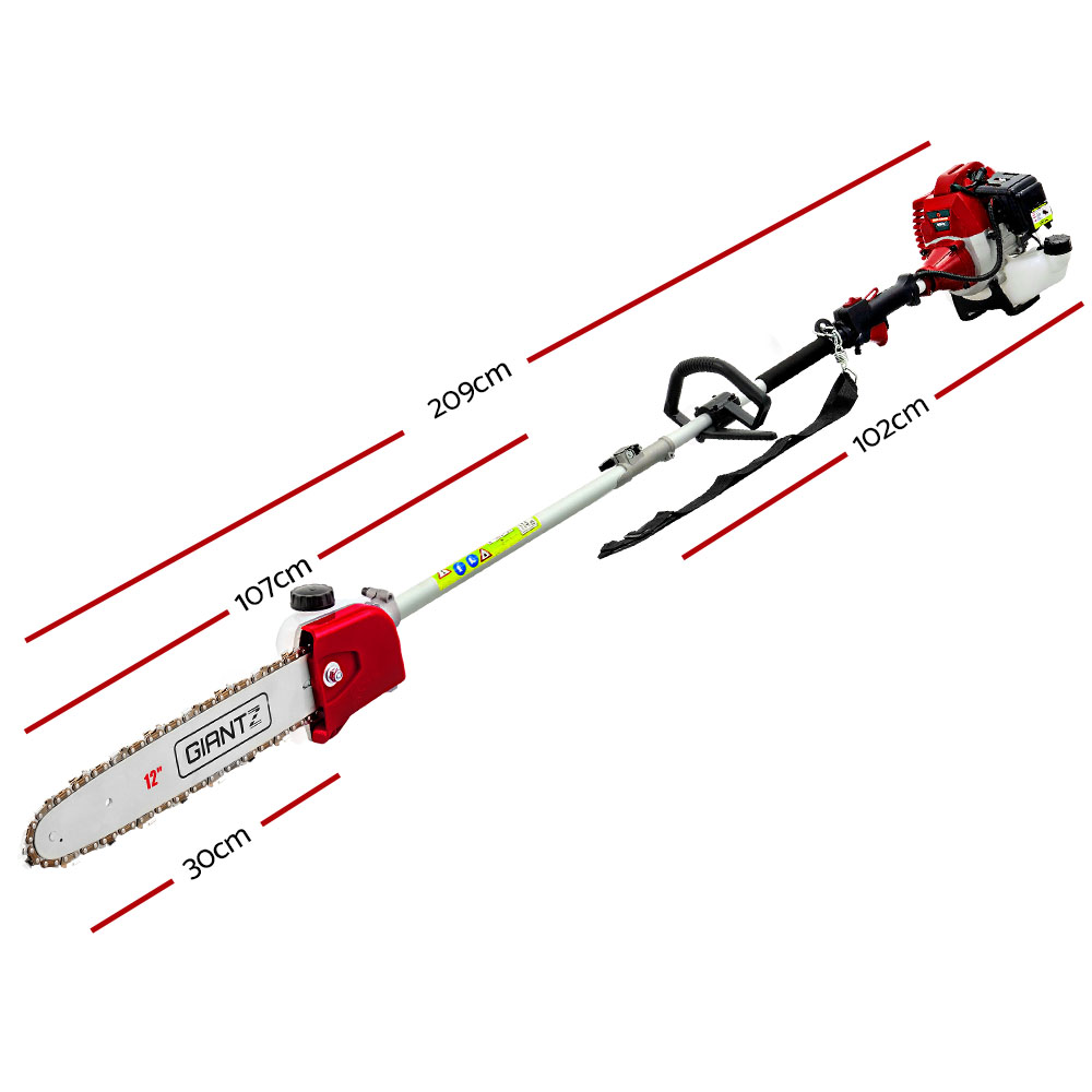 Giantz 62CC Pole Chainsaw 12 Inch Bar, Red or Black view 2