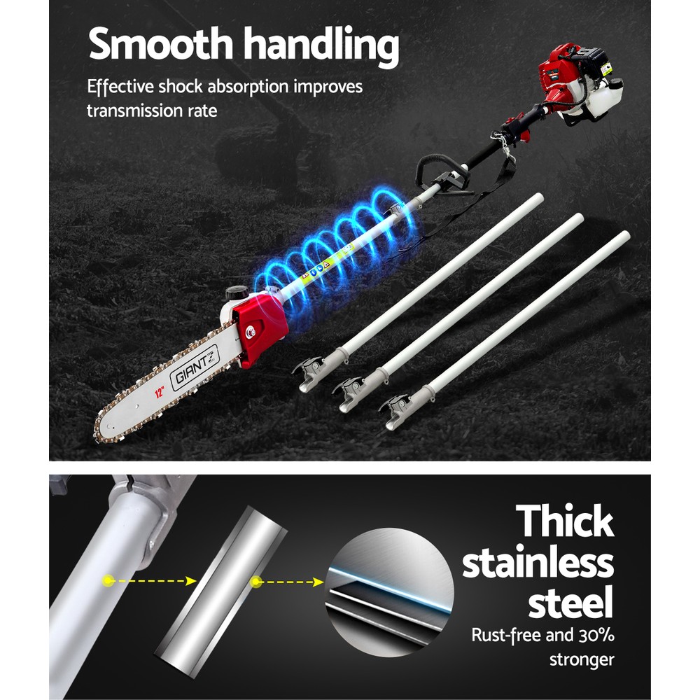 Giantz 62CC Pole Chainsaw 12 Inch Bar, Red or Black view 5