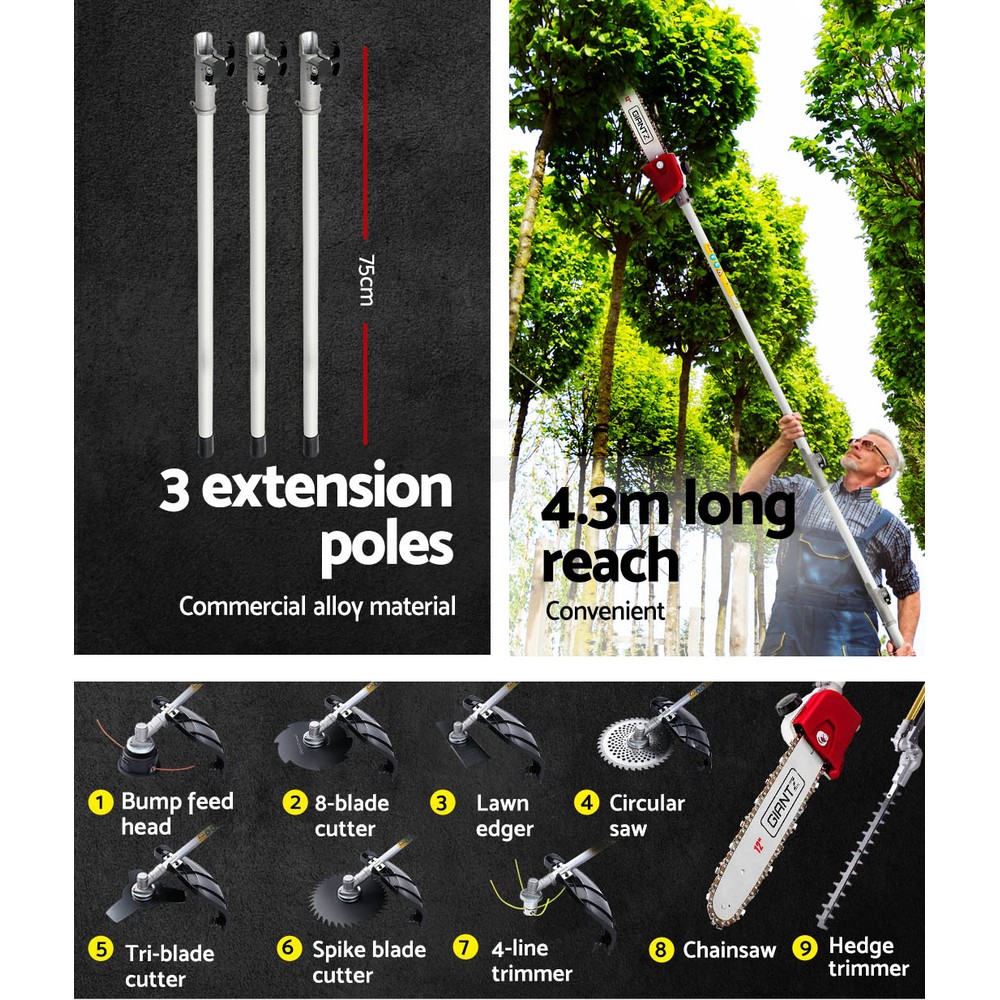 Giantz 2 Stroke Pole Chainsaw 9 in 1 Pro Series view 5
