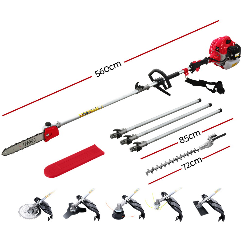 Giantz 65CC 7 in 1 Pole Chainsaw Multi Tool, Red or Black view 2
