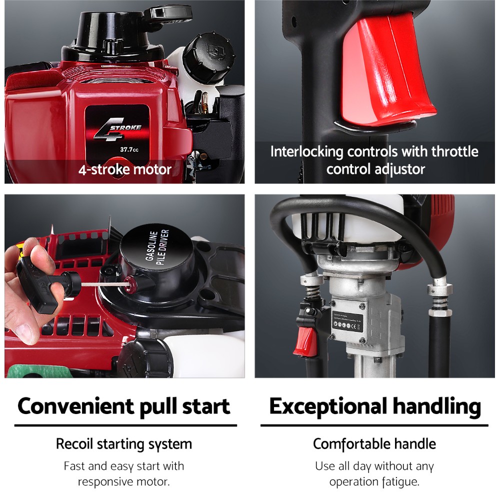 Giantz 38CC 4 Stroke Petrol Post Driver, Red or Black view 5