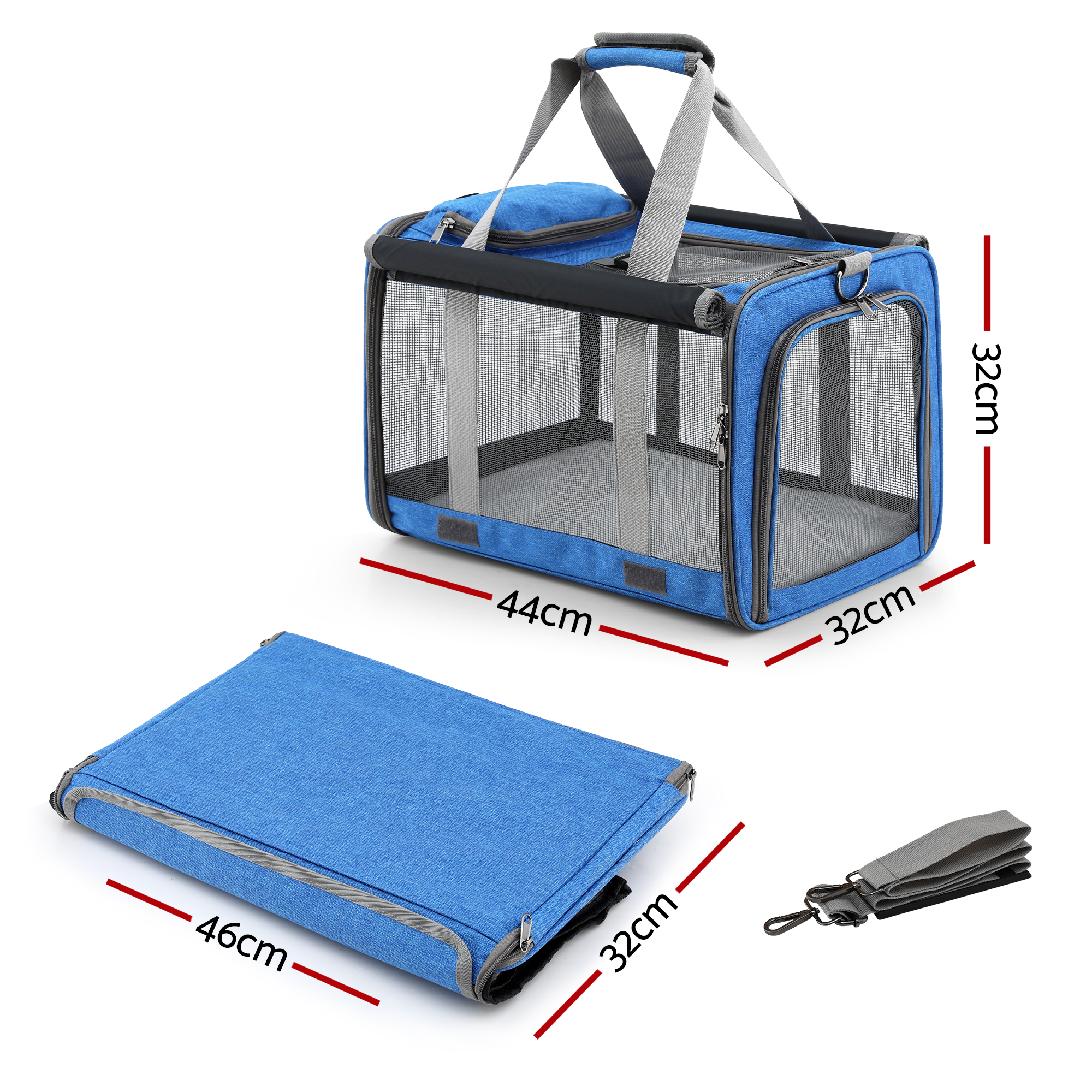 i.Pet Foldable Pet Carrier Backpack Oxford Blue view 2