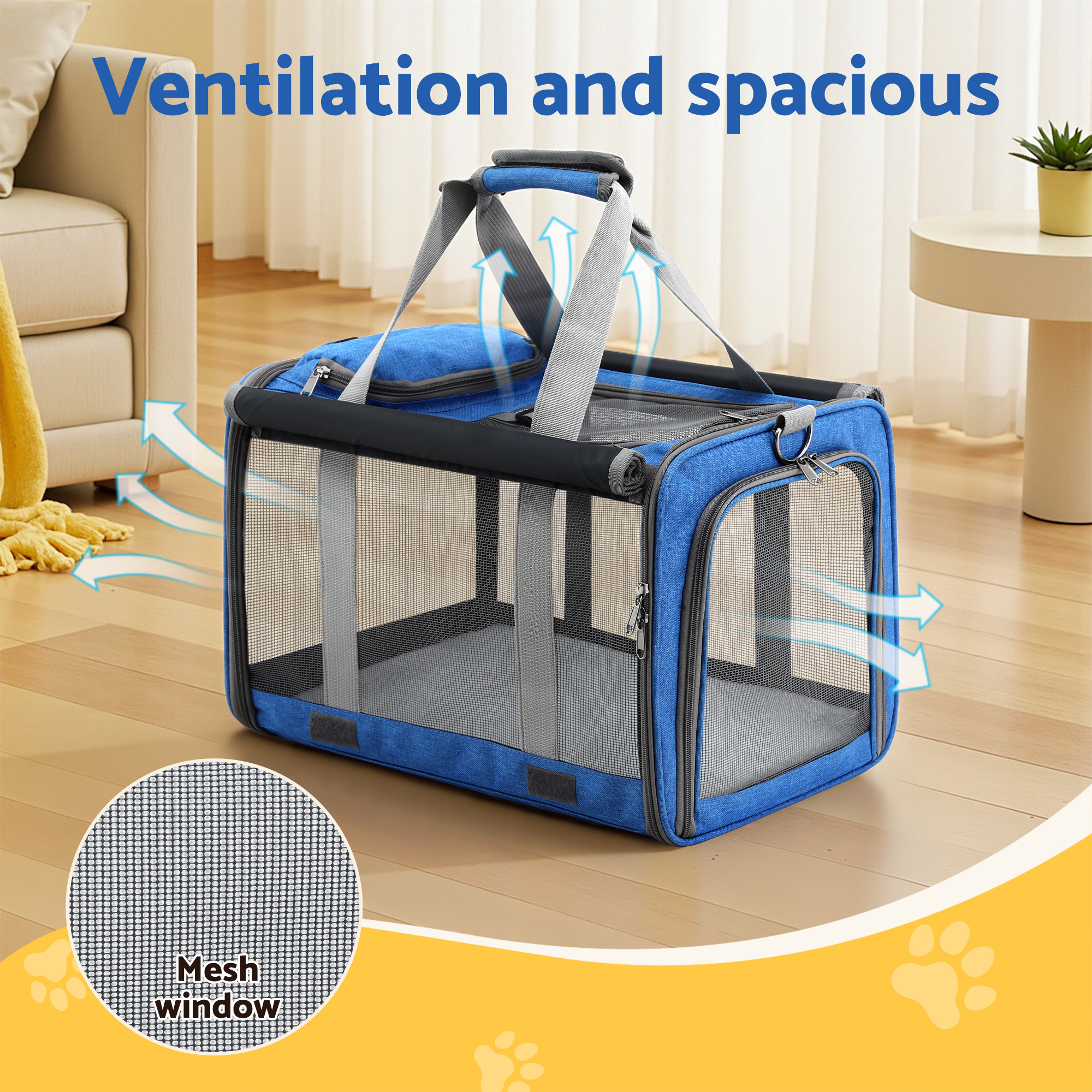 i.Pet Foldable Pet Carrier Backpack Oxford Blue view 4