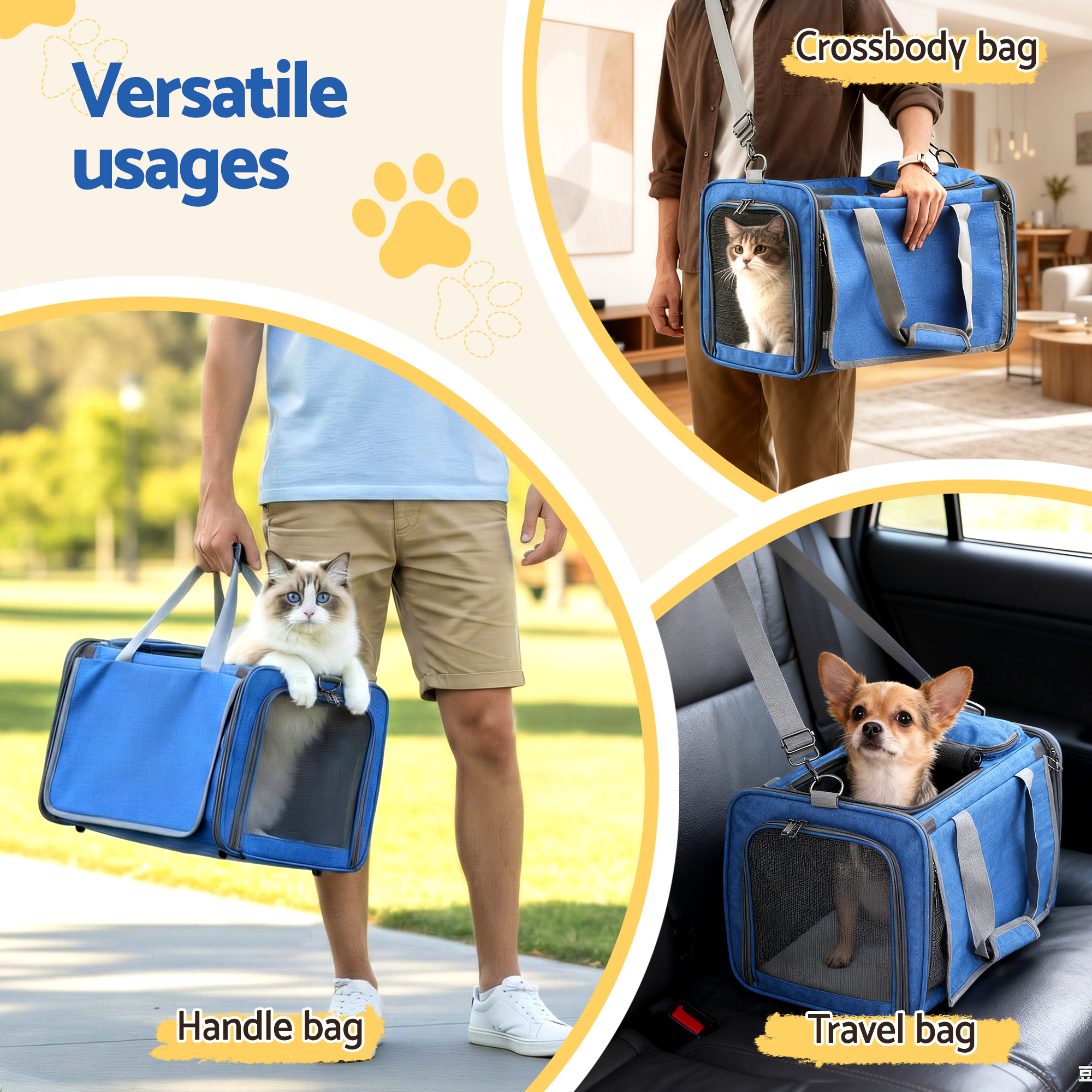 i.Pet Foldable Pet Carrier Backpack Oxford Blue view 5