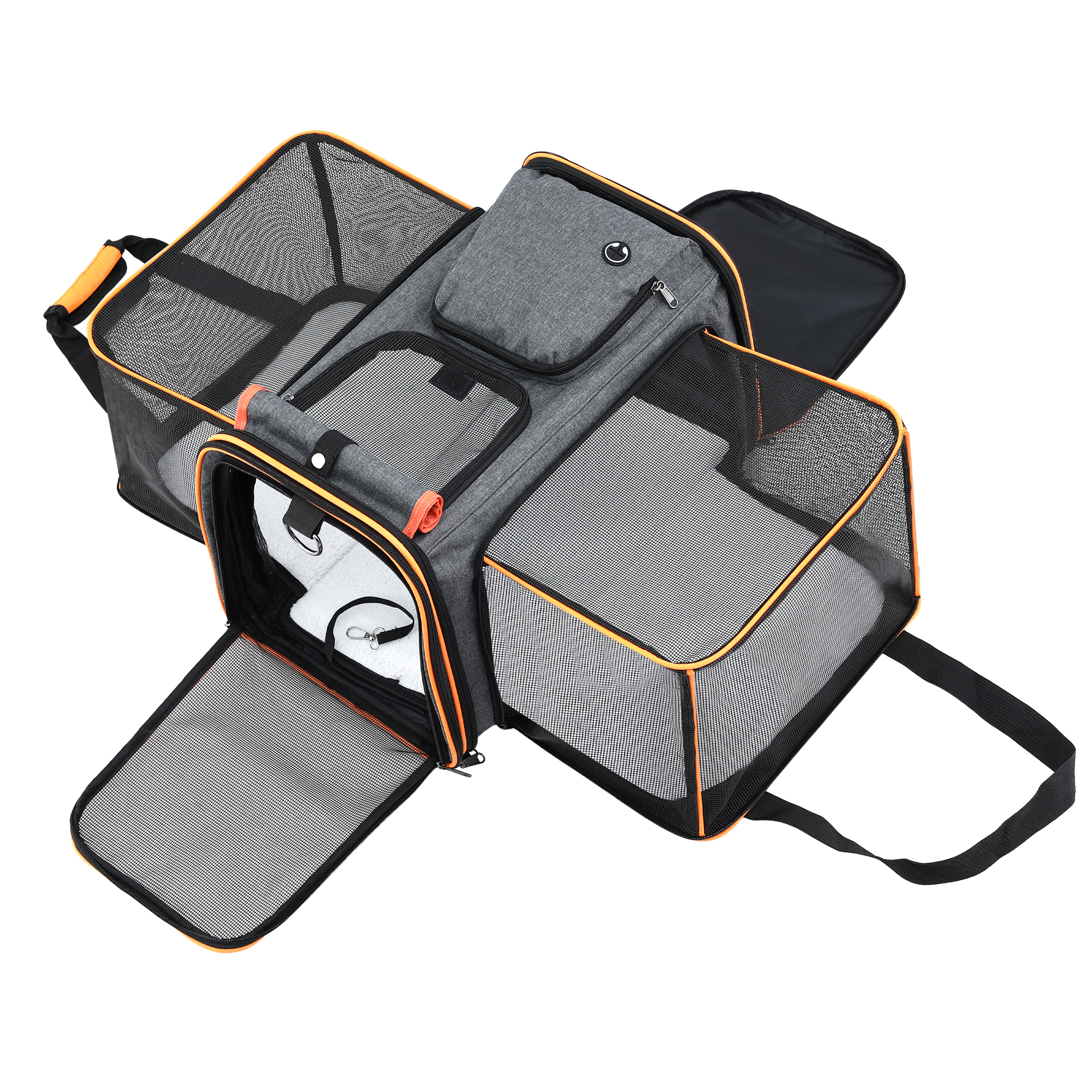 i.Pet Expandable Pet Carrier Travel Bag Orange