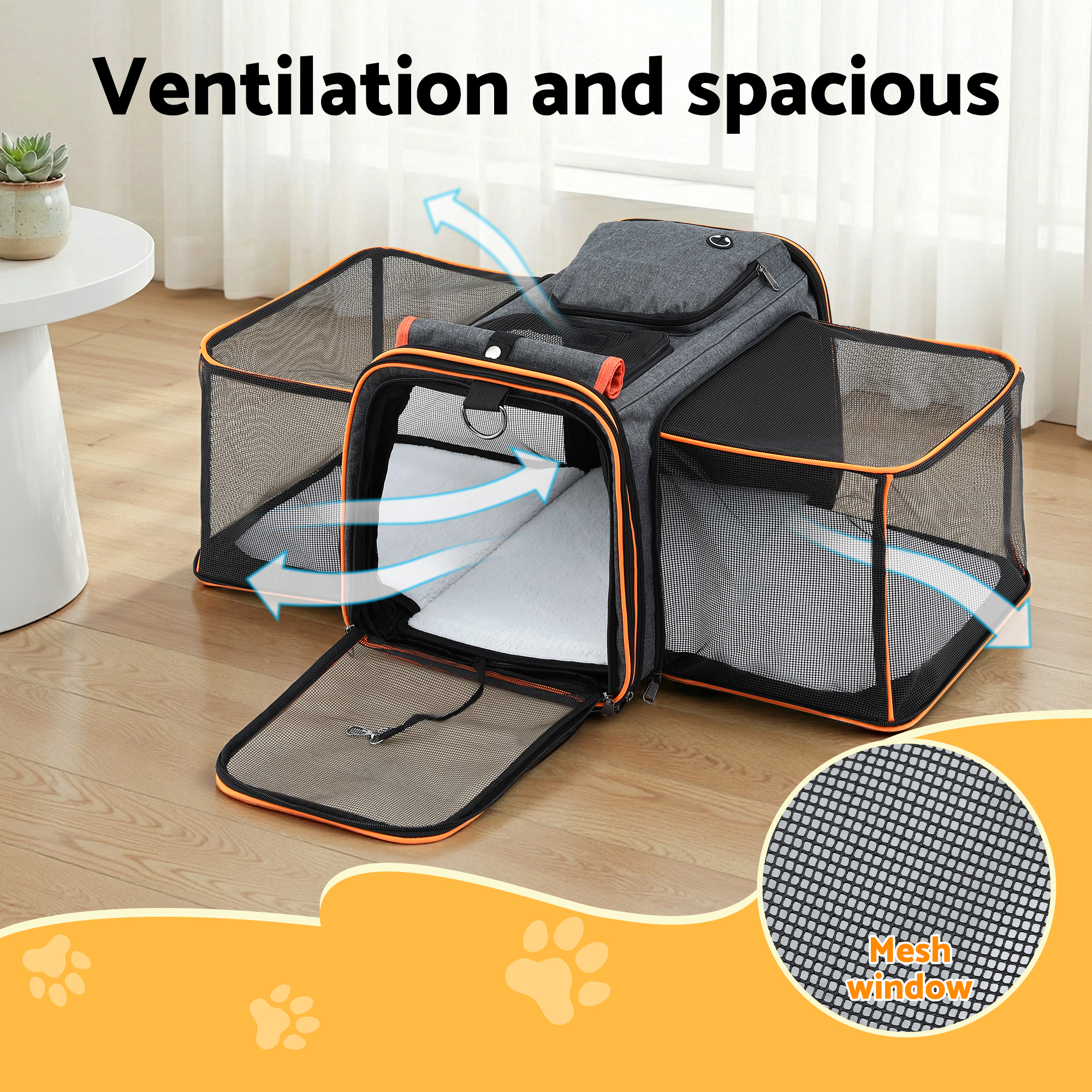 i.Pet Expandable Pet Carrier Travel Bag Orange view 4