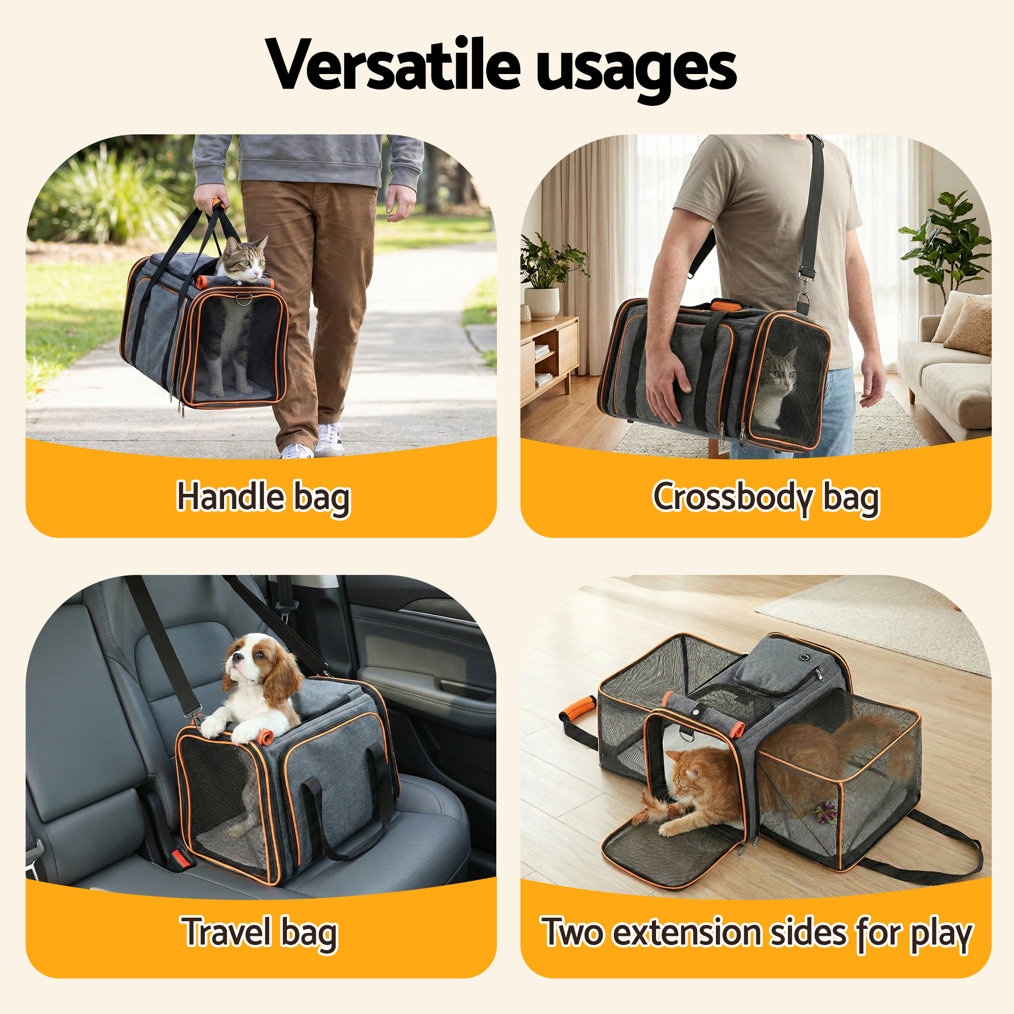 i.Pet Expandable Pet Carrier Travel Bag Orange view 5