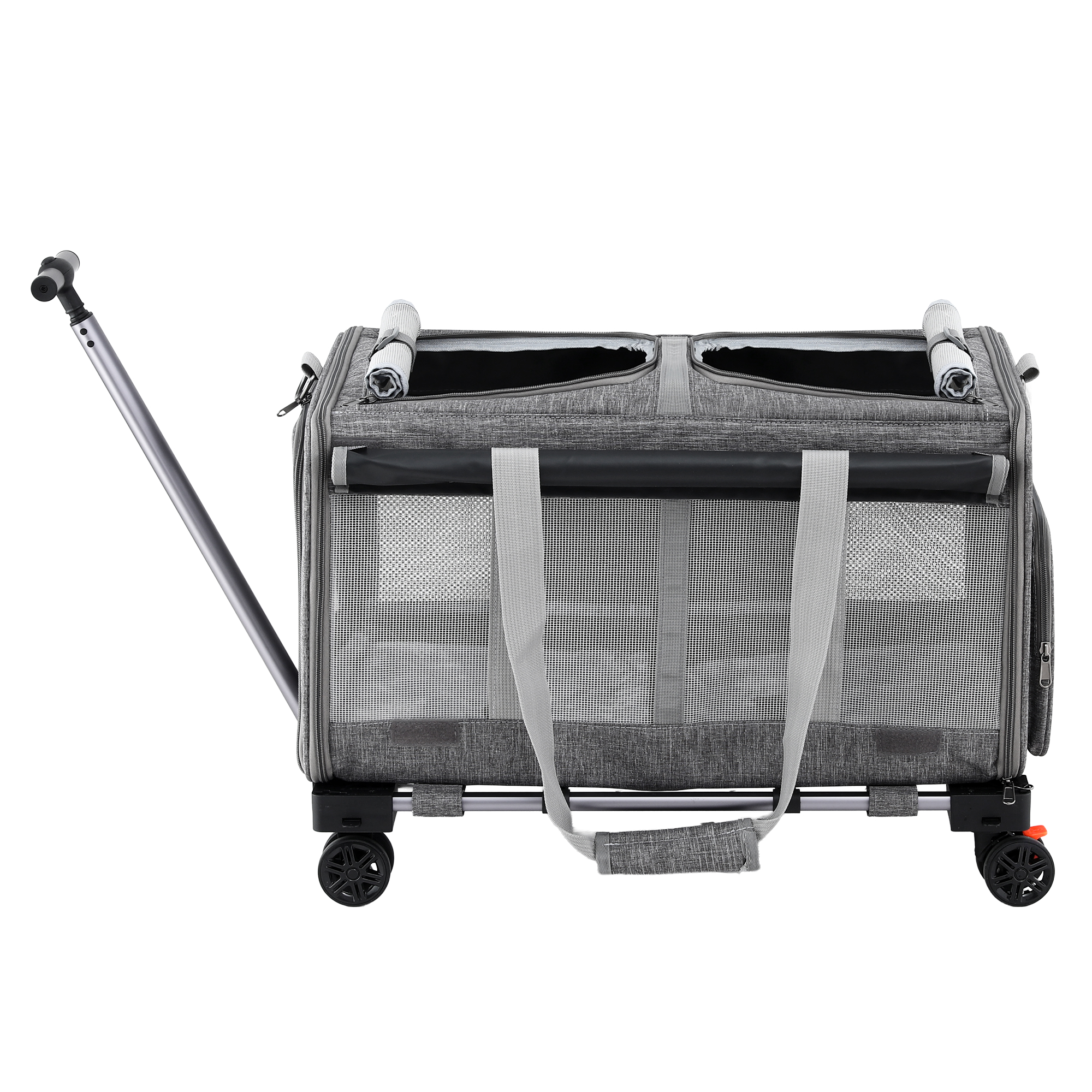 i.Pet Pet Carrier Trolley Swivel Wheels Grey view 3