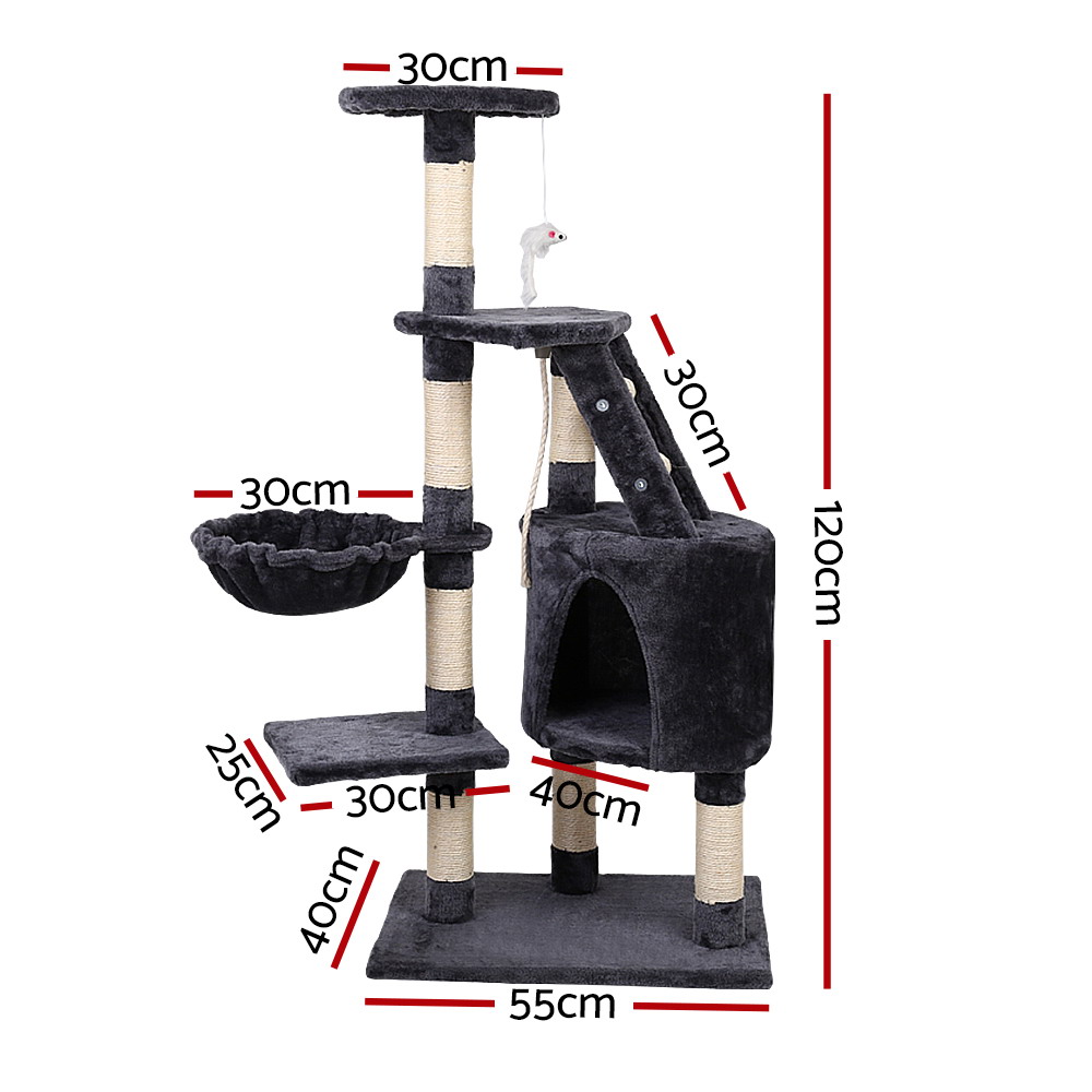 i.Pet Cat Tree 120cm Scratching Post Cubby view 2