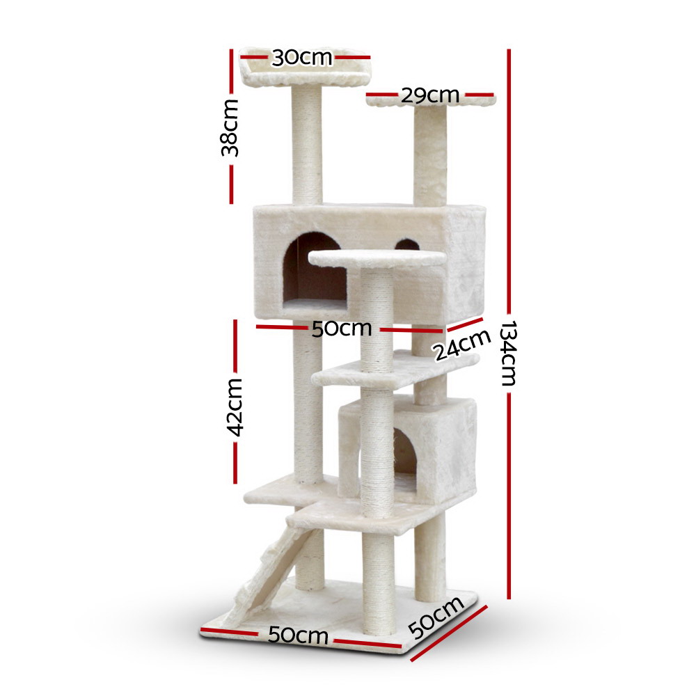 i.Pet Cat Tree 134cm Scratching Post Hideaway view 2