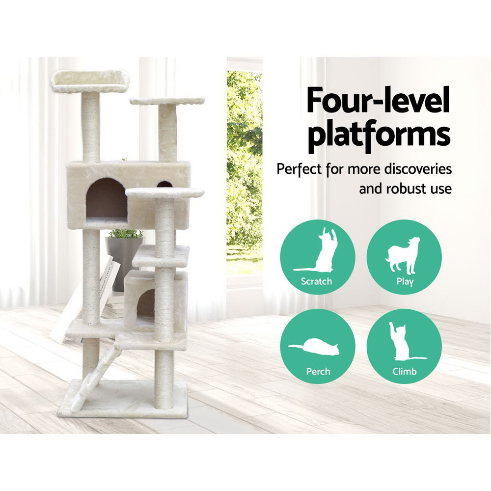 i.Pet Cat Tree 134cm Scratching Post Hideaway view 3