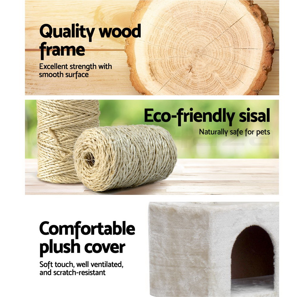 i.Pet Cat Tree 134cm Scratching Post Hideaway view 4