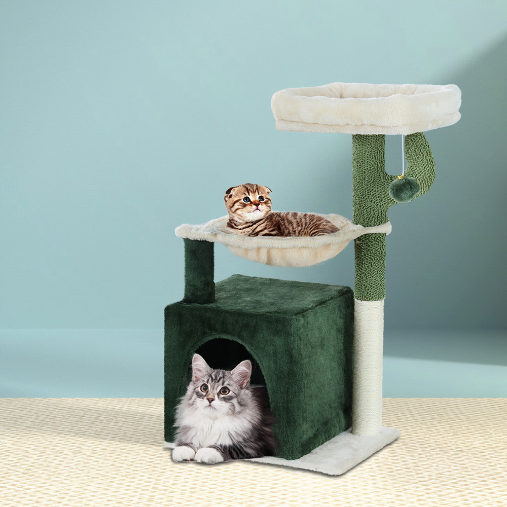 i.Pet Cat Tree 78cm Green with Hammock & Activity Ball