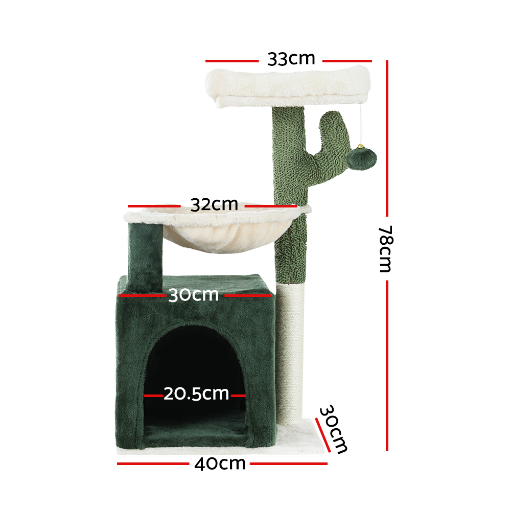 i.Pet Cat Tree 78cm Green with Hammock & Activity Ball view 2