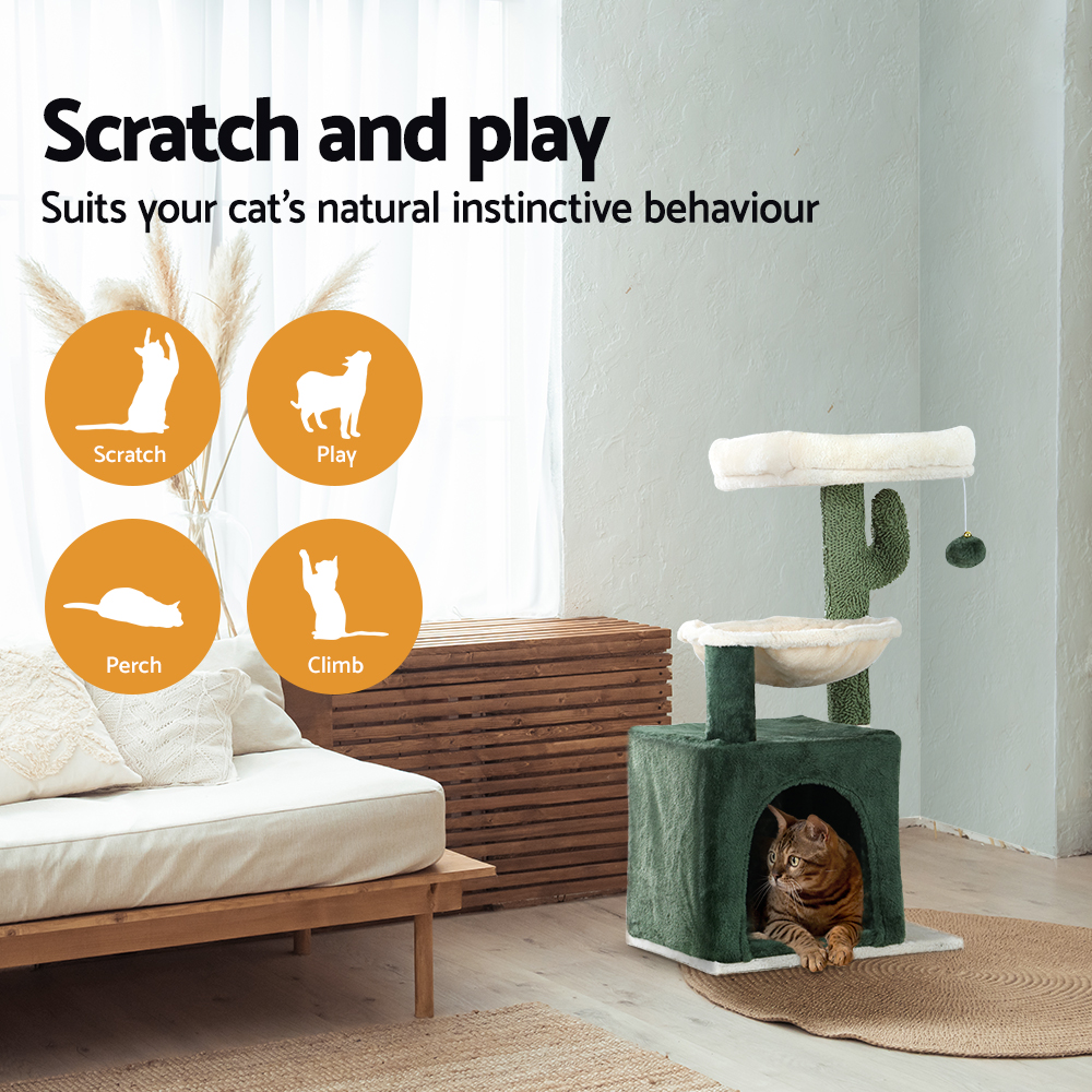 i.Pet Cat Tree 78cm Green with Hammock & Activity Ball view 4