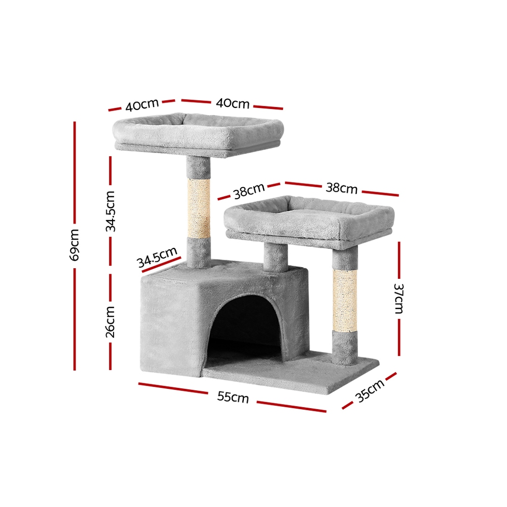 i.Pet Cat Tree 69cm Small with Bed Cubicle & Play Spot view 2