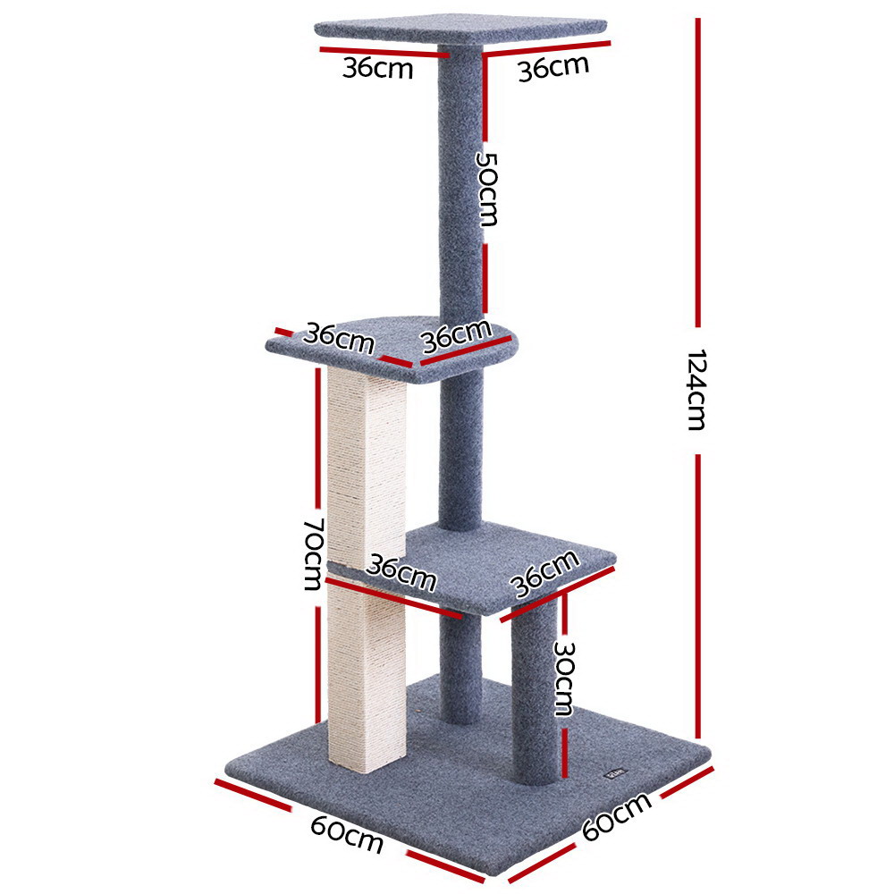 i.Pet Cat Tree 124cm Scratching Post Tower view 2