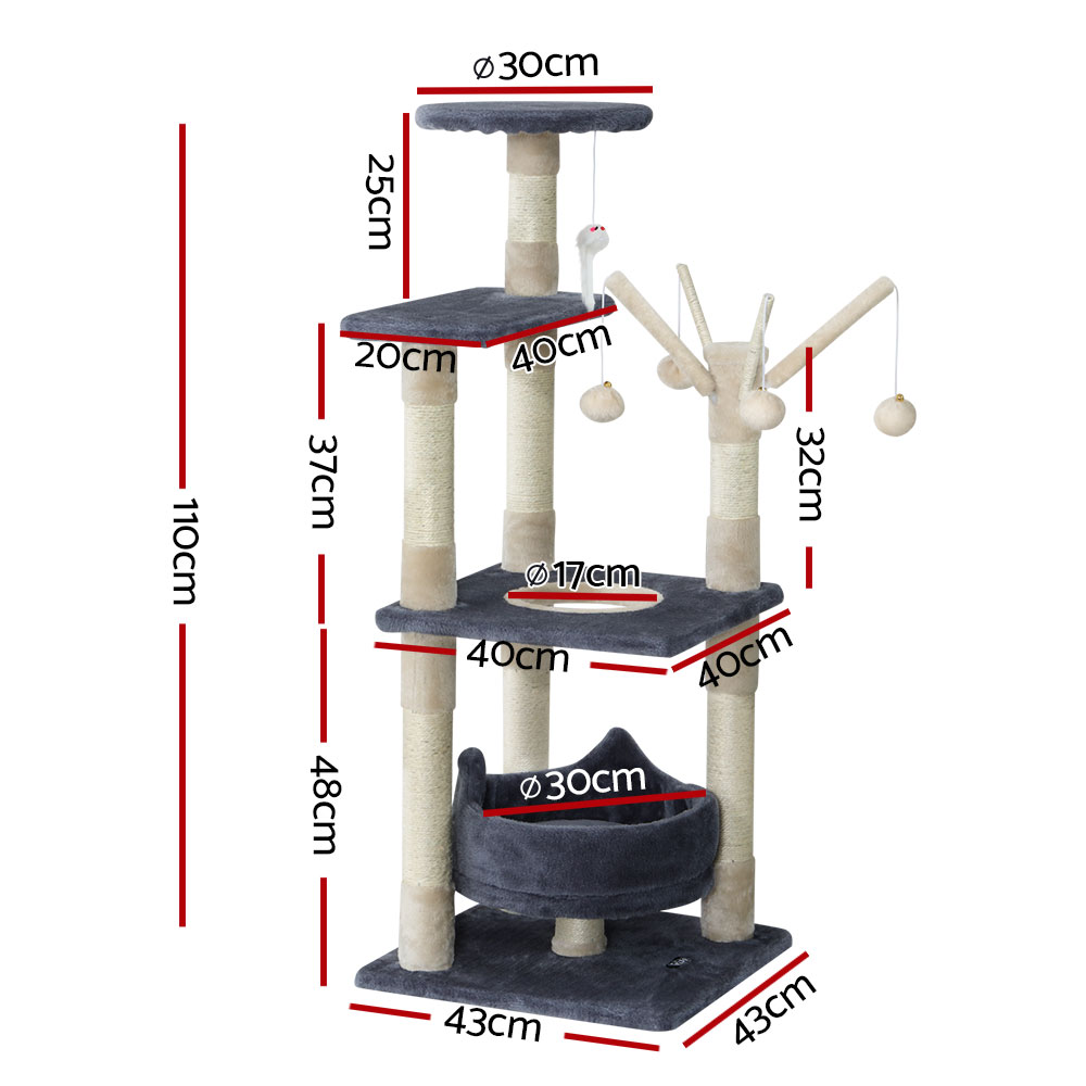i.Pet Cat Tree 110cm Multi-Level Scratching Post view 2