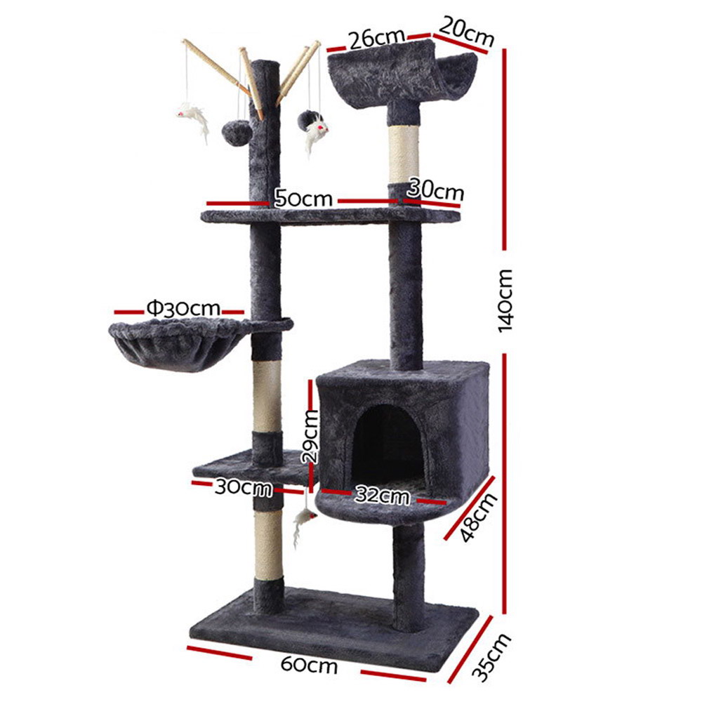i.Pet Cat Tree 140cm Sleeping Cradle Hammock view 2